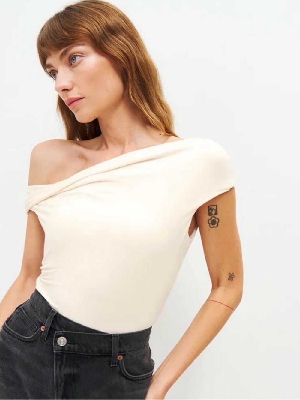 Reformation Off-Shoulder Cream Camisole